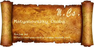 Matyasovszky Csaba névjegykártya